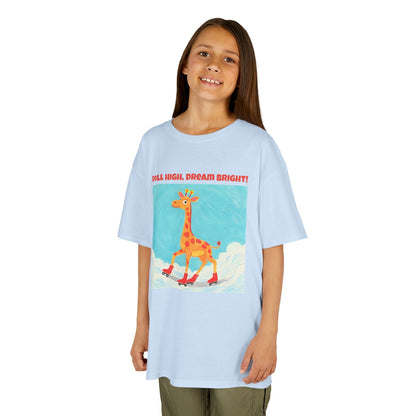 WORNWORD Kids Mid-Weight Tee - Giraffe "Roll High. Dream Bright!"