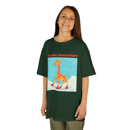WORNWORD Kids Mid-Weight Tee - Giraffe "Roll High. Dream Bright!"