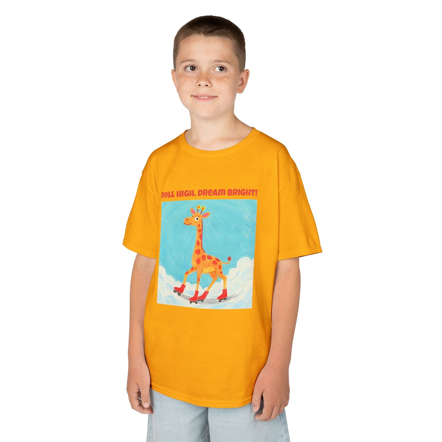 WORNWORD Kids Mid-Weight Tee - Giraffe "Roll High. Dream Bright!"