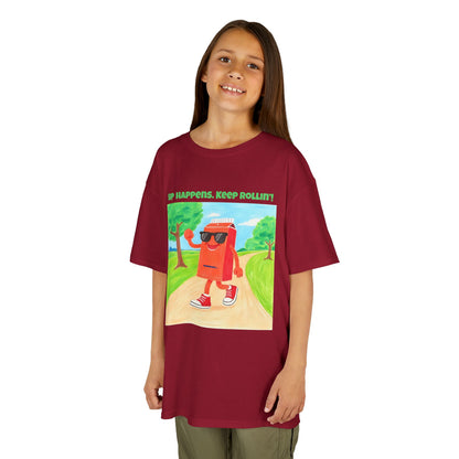 WORNWORD Kids Mid-Weight Tee - Walking Juice Box “Sip Happens. Keep Rollin’!