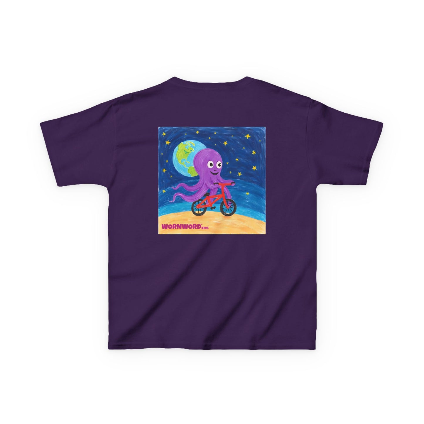 WORNWORD Kids Mid-Weight Tee - Octopus "Ride the Moon. Rule the Waves!"