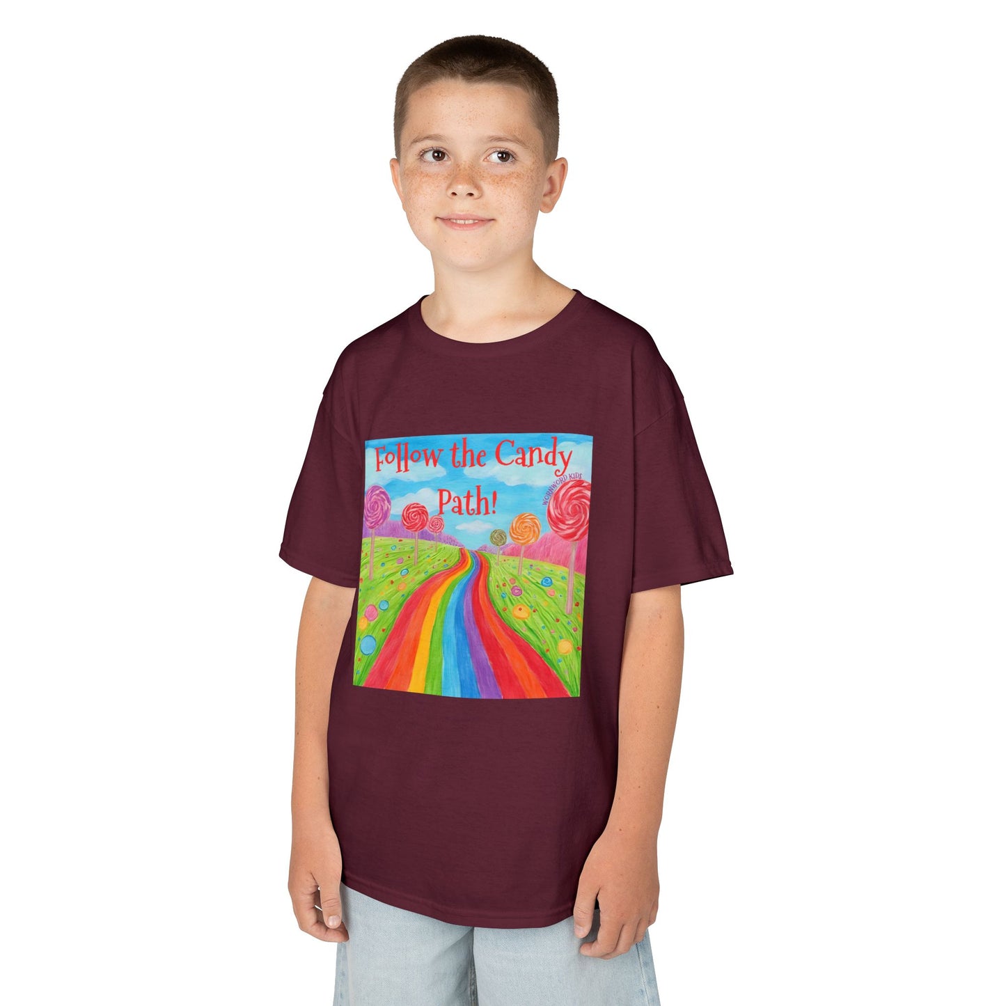WORNWORD Kids Mid-Weight Tee - Rainbow Road “Follow the Candy Path!”