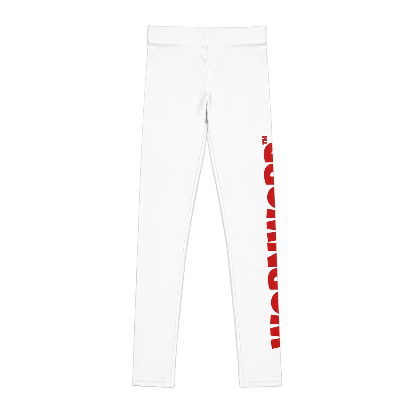 WORNWORD Kids™ ColorVibeZ™ Youth Leggings - White with Red Script