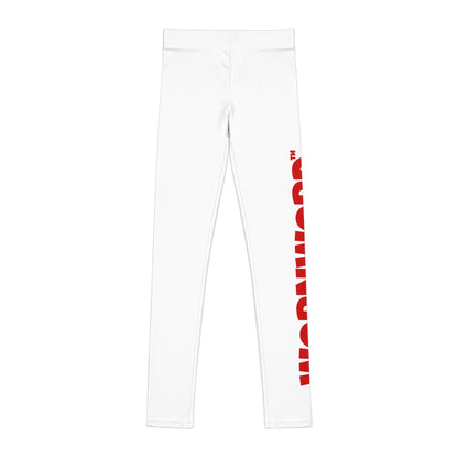 WORNWORD Kids™ ColorVibeZ™ Youth Leggings - White with Red Script