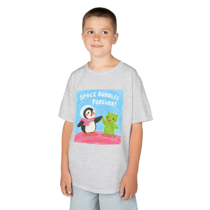 WORNWORD Kids Mid-Weight Tee - Penguin "Space Buddies Forever!"