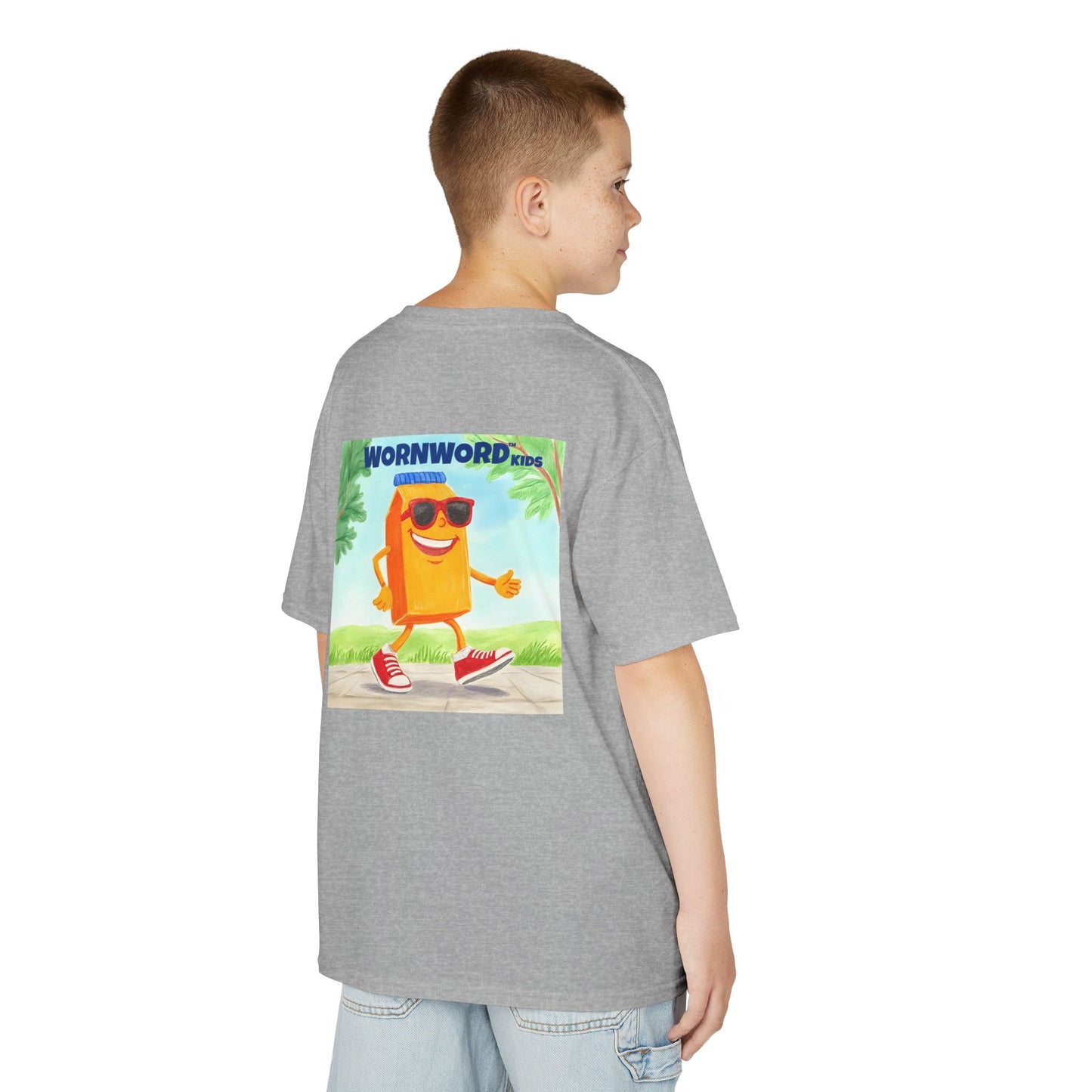 WORNWORD Kids Mid-Weight Tee - Walking Juice Box “Sip Happens. Keep Rollin’!