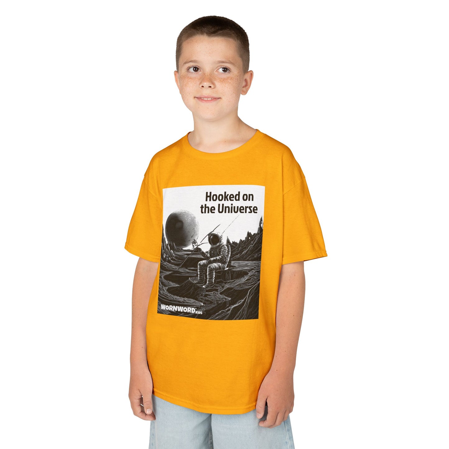 WORNWORD Kids™ Youth Mid-Weight Tee - Astronaut "Hooked on the Universe!