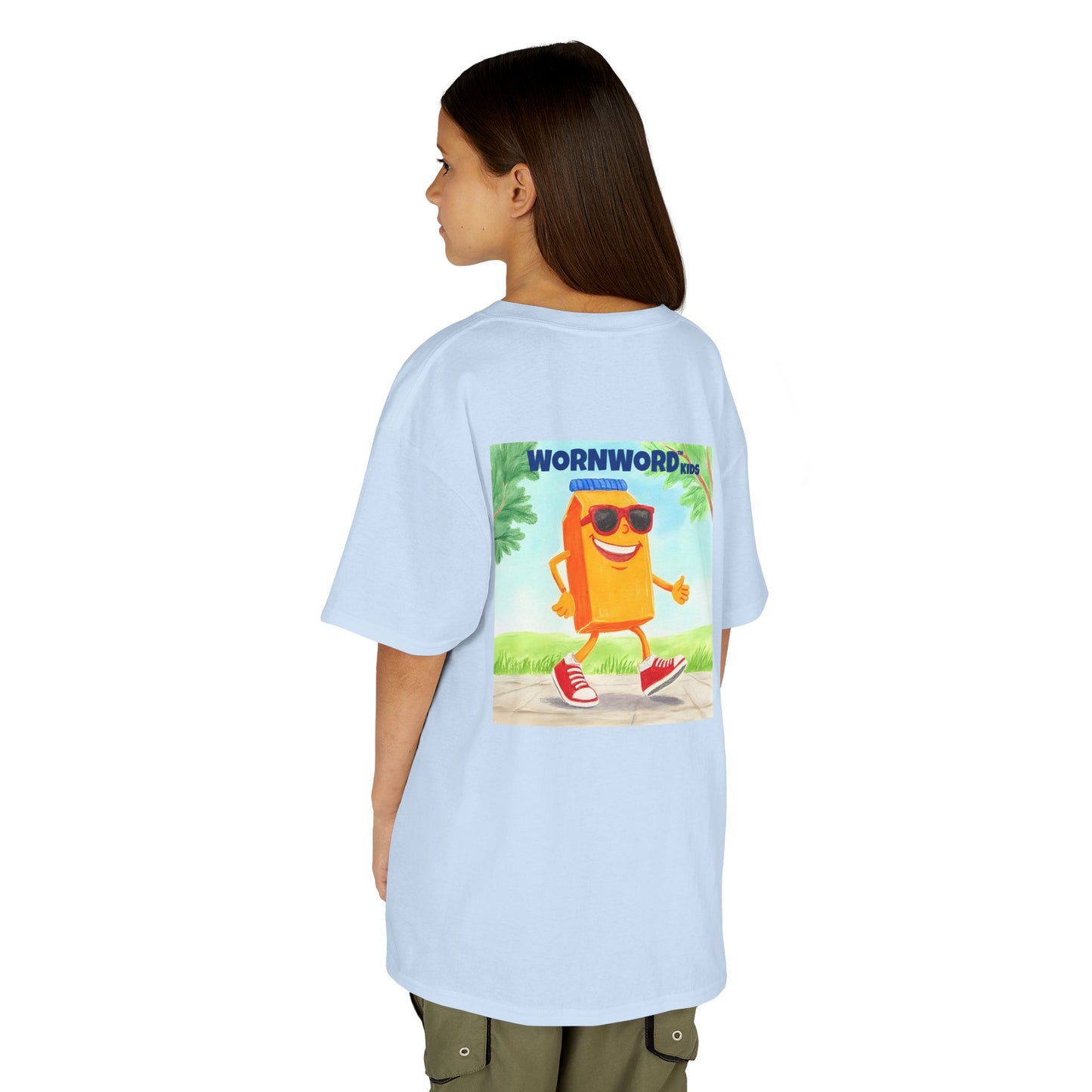 WORNWORD Kids Mid-Weight Tee - Walking Juice Box “Sip Happens. Keep Rollin’!