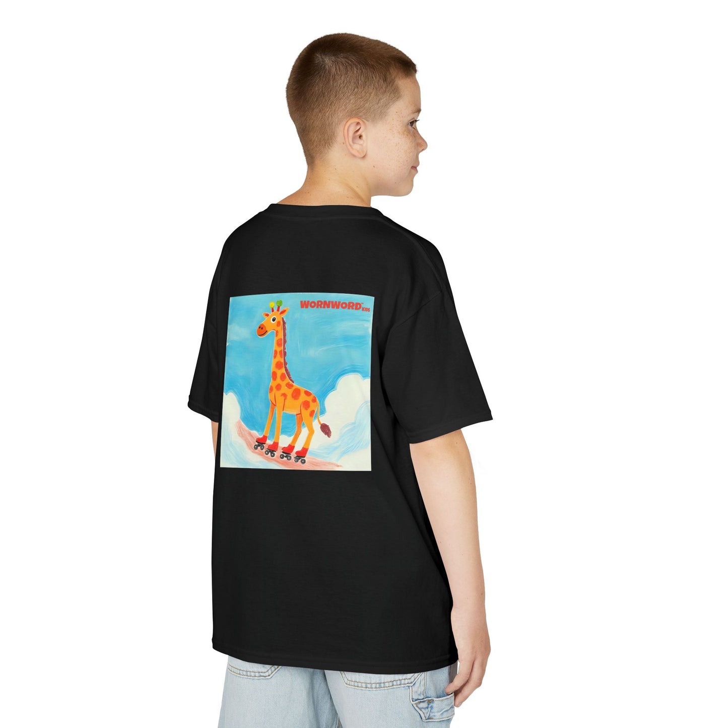 WORNWORD Kids Mid-Weight Tee - Giraffe "Roll High. Dream Bright!"