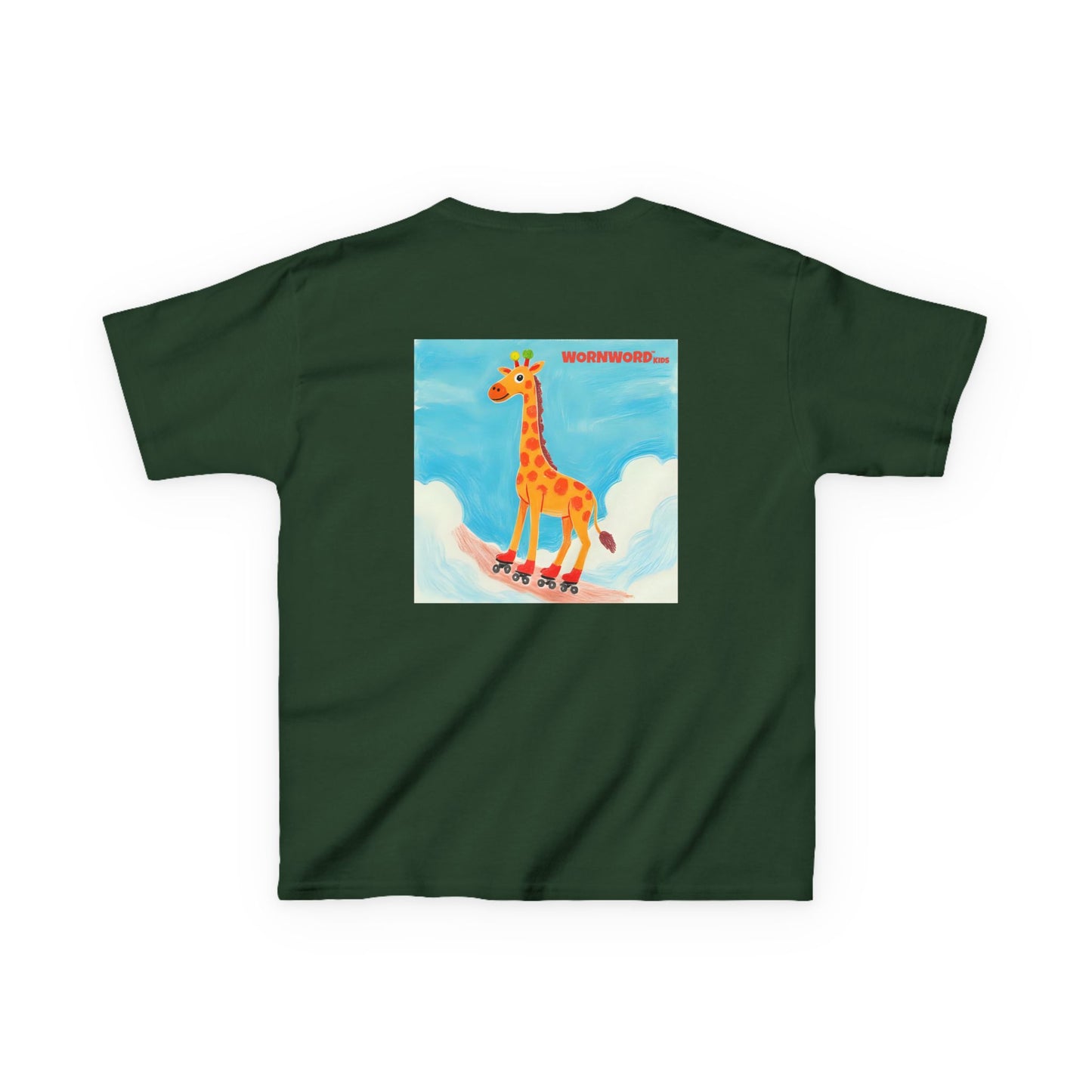 WORNWORD Kids Mid-Weight Tee - Giraffe "Roll High. Dream Bright!"