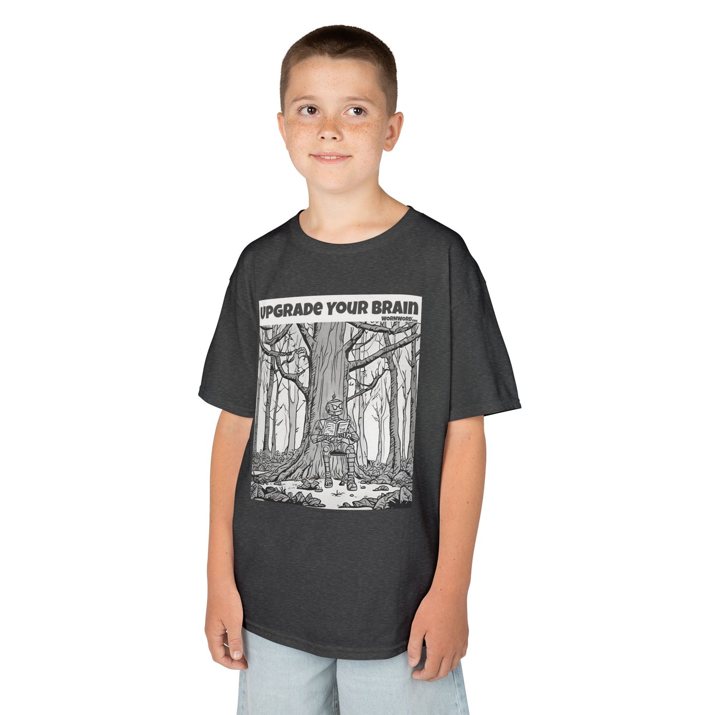 WORNWORD Kids™ Youth Mid-Weight Tee - Robot "Upgrade Your Brain"