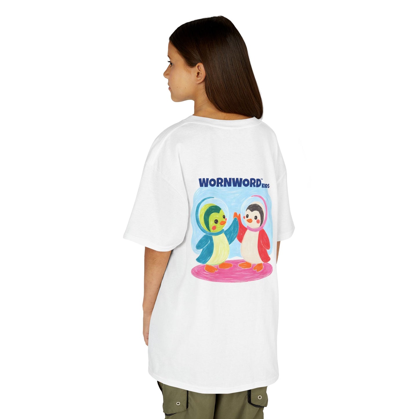 WORNWORD Kids Mid-Weight Tee - Penguin "Space Buddies Forever!"