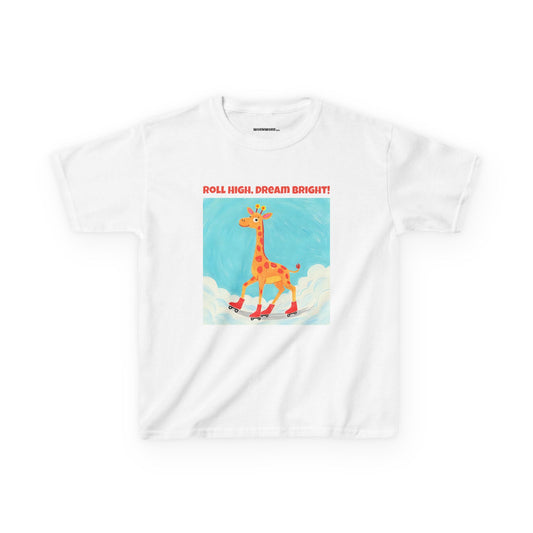 WORNWORD Kids Mid-Weight Tee - Giraffe "Roll High. Dream Bright!"