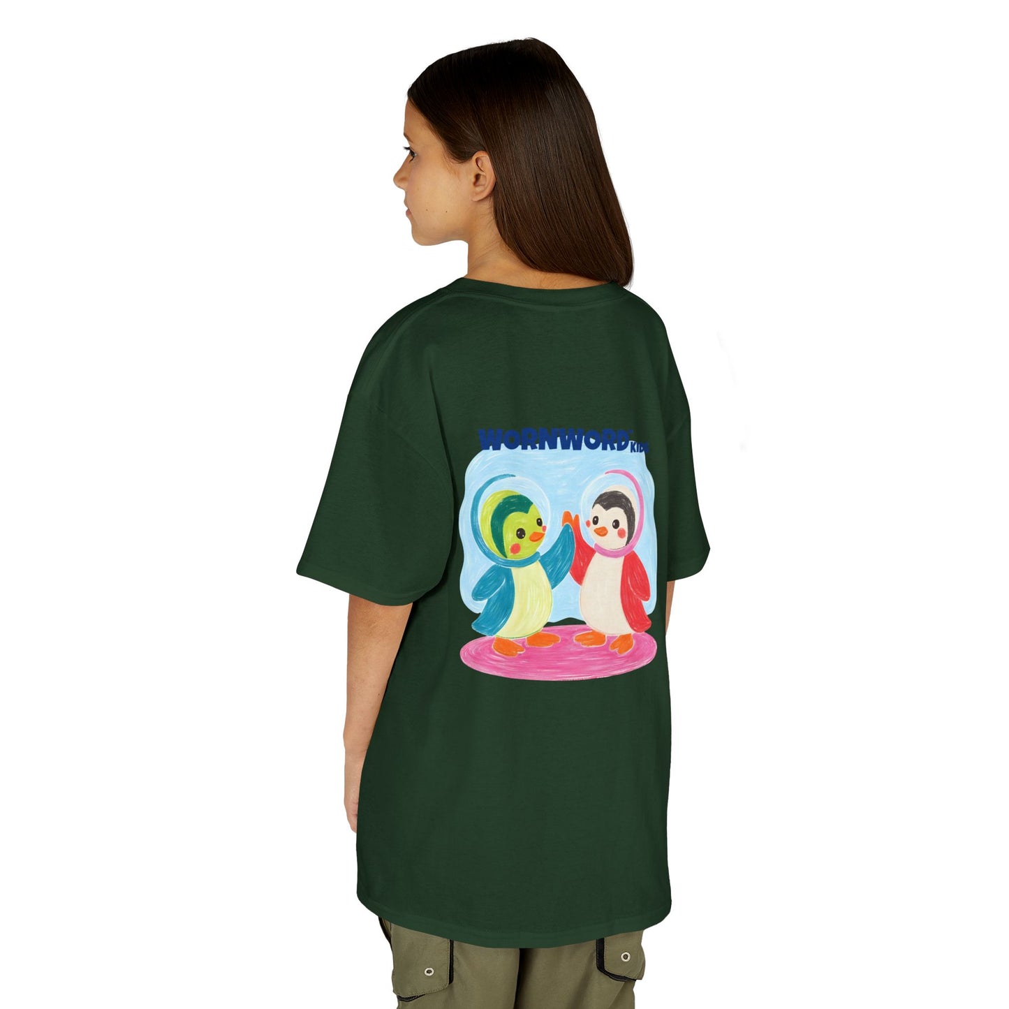 WORNWORD Kids Mid-Weight Tee - Penguin "Space Buddies Forever!"