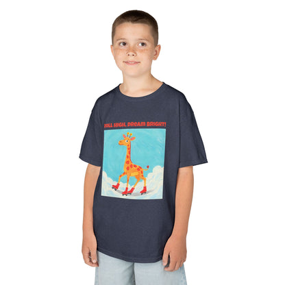 WORNWORD Kids Mid-Weight Tee - Giraffe "Roll High. Dream Bright!"