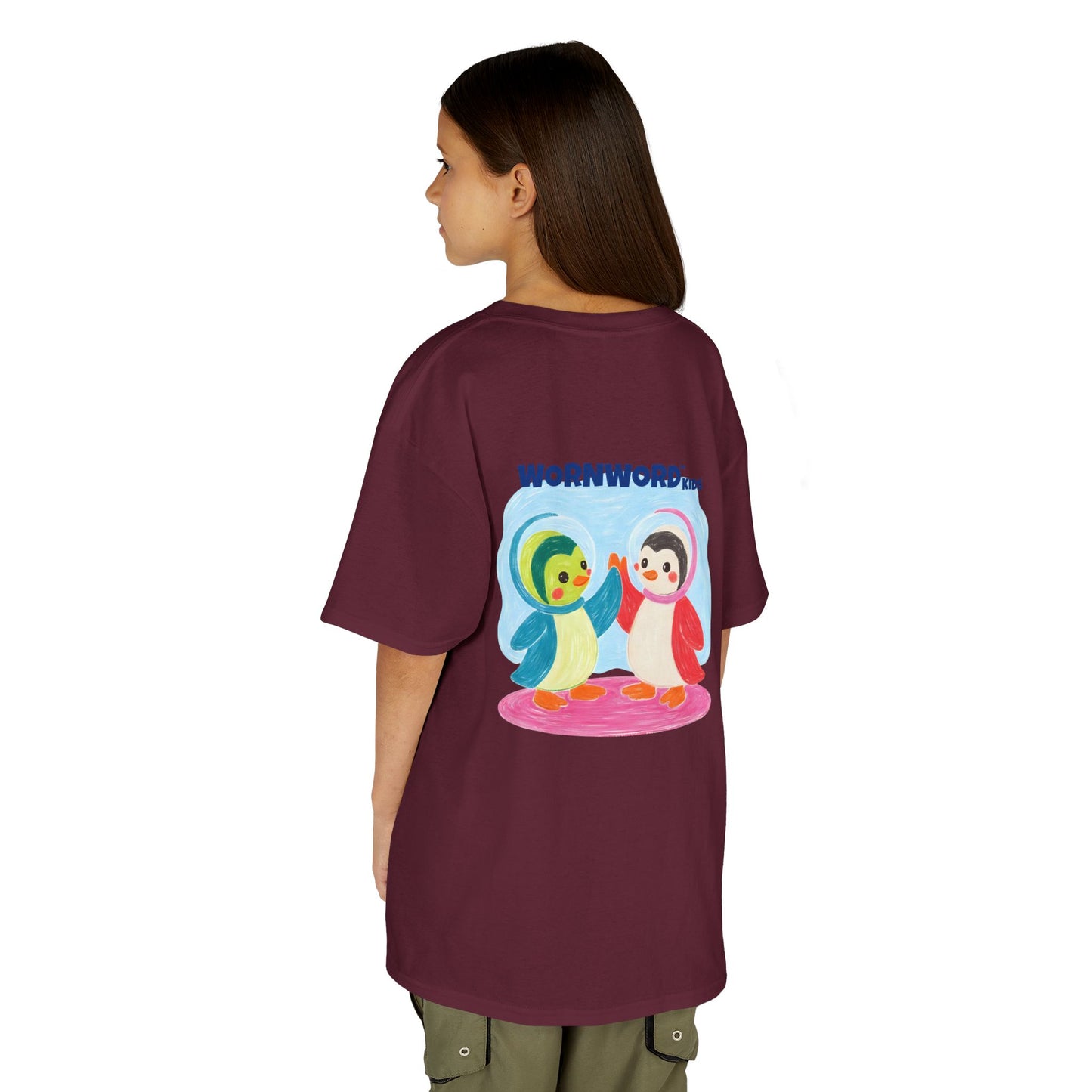 WORNWORD Kids Mid-Weight Tee - Penguin "Space Buddies Forever!"