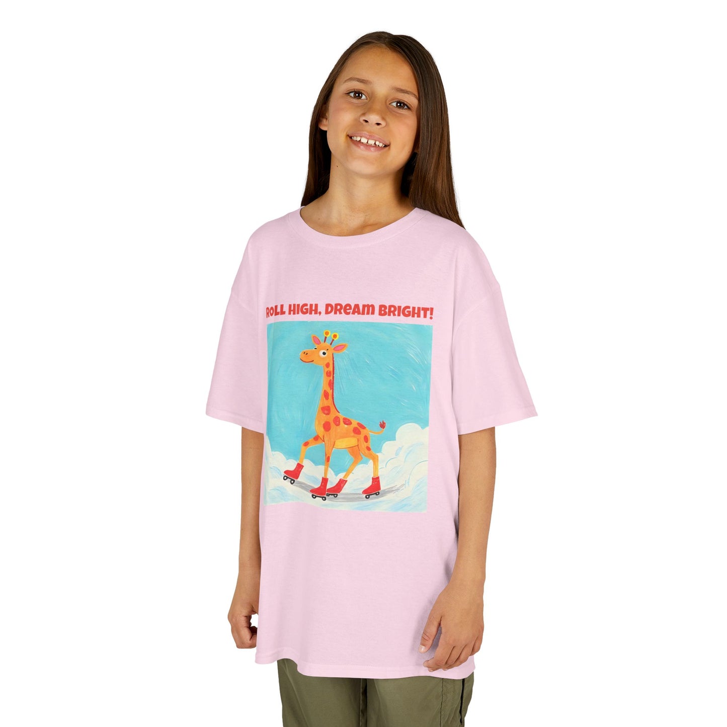 WORNWORD Kids Mid-Weight Tee - Giraffe "Roll High. Dream Bright!"