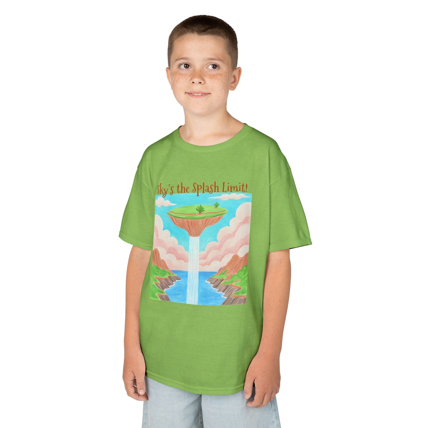 WORNWORD Kids Mid-Weight Tee - Waterfall Islands “Sky’s the Splash Limit!”