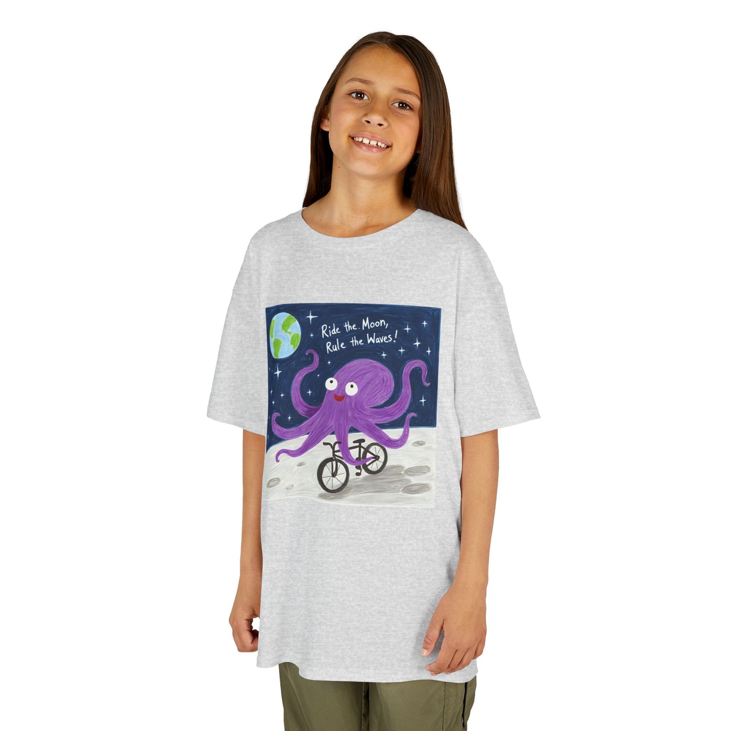 WORNWORD Kids Mid-Weight Tee - Octopus "Ride the Moon. Rule the Waves!"