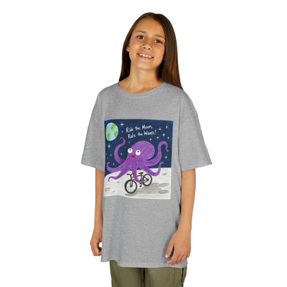 WORNWORD Kids Mid-Weight Tee - Octopus "Ride the Moon. Rule the Waves!"