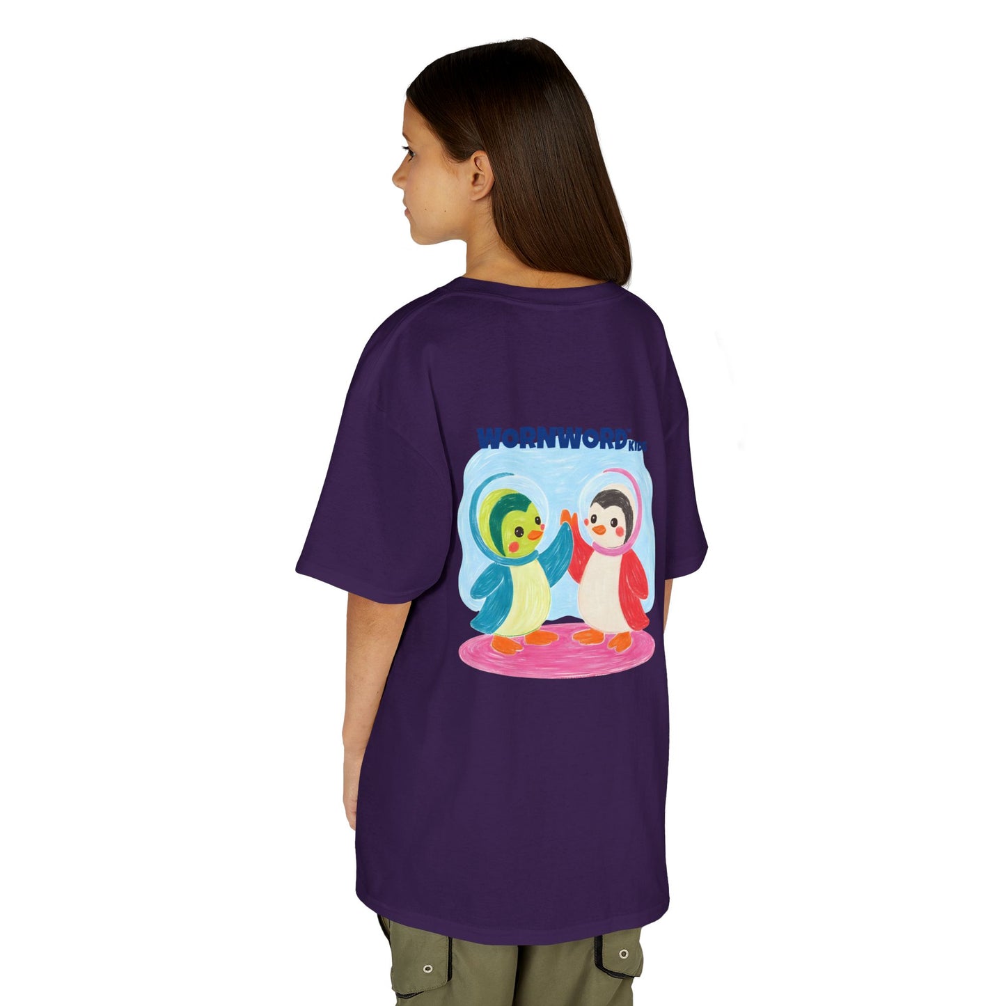 WORNWORD Kids Mid-Weight Tee - Penguin "Space Buddies Forever!"
