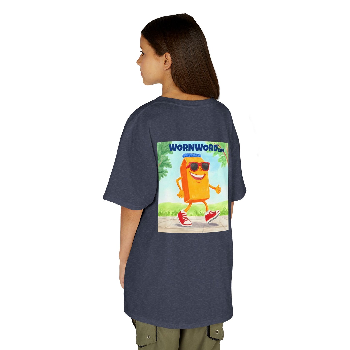 WORNWORD Kids Mid-Weight Tee - Walking Juice Box “Sip Happens. Keep Rollin’!