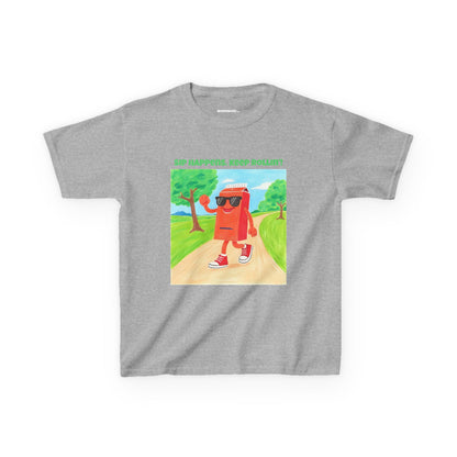 WORNWORD Kids Mid-Weight Tee - Walking Juice Box “Sip Happens. Keep Rollin’!