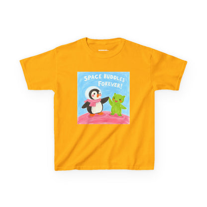 WORNWORD Kids Mid-Weight Tee - Penguin "Space Buddies Forever!"