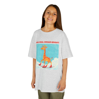 WORNWORD Kids Mid-Weight Tee - Giraffe "Roll High. Dream Bright!"