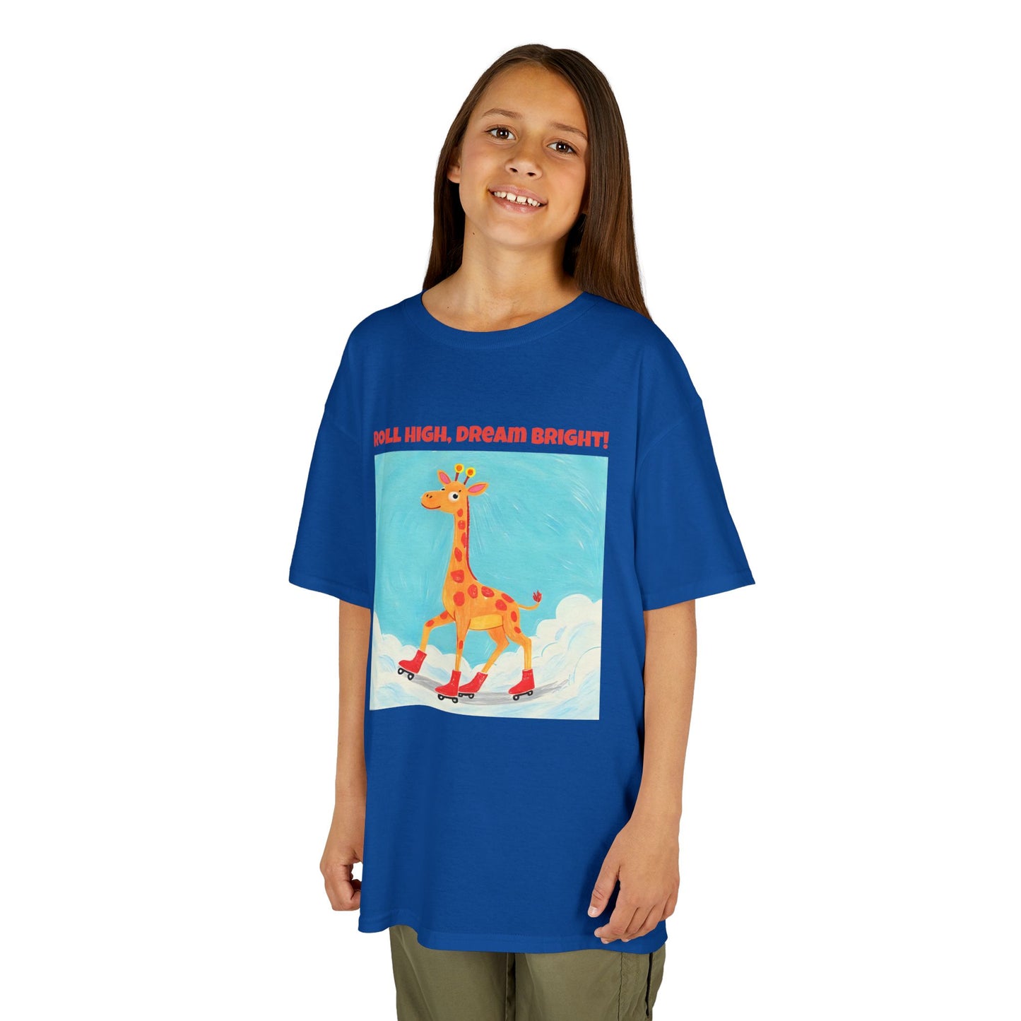 WORNWORD Kids Mid-Weight Tee - Giraffe "Roll High. Dream Bright!"