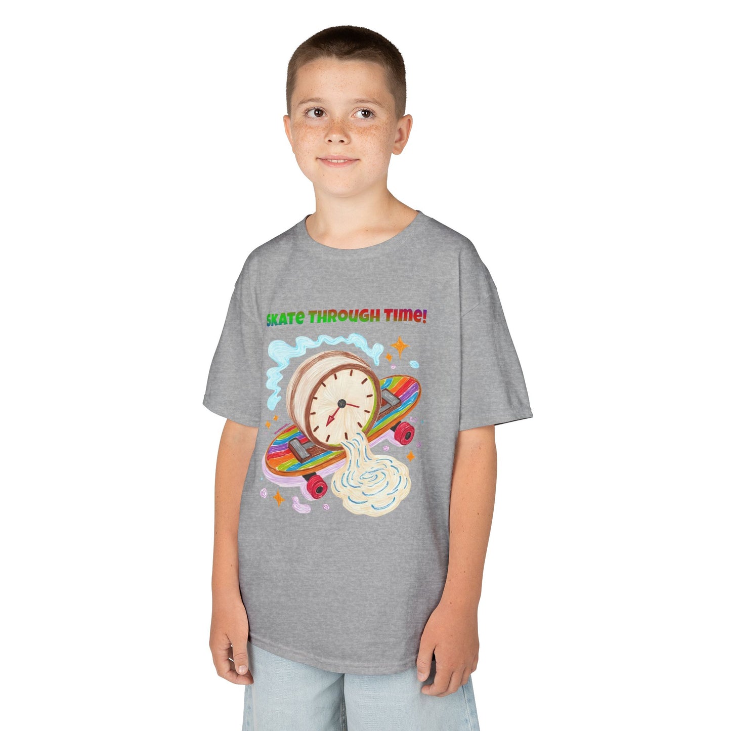 WORNWORD Kids Mid-Weight Tee - Melting Clock “Skate Through Time!”