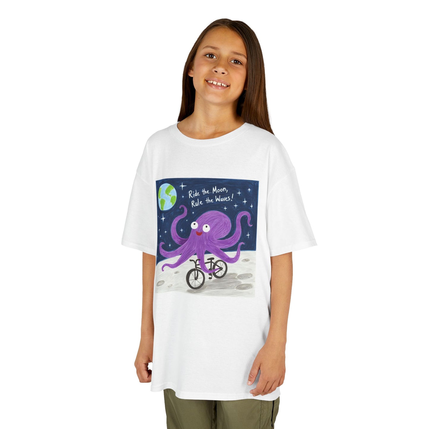WORNWORD Kids Mid-Weight Tee - Octopus "Ride the Moon. Rule the Waves!"