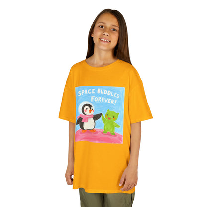 WORNWORD Kids Mid-Weight Tee - Penguin "Space Buddies Forever!"
