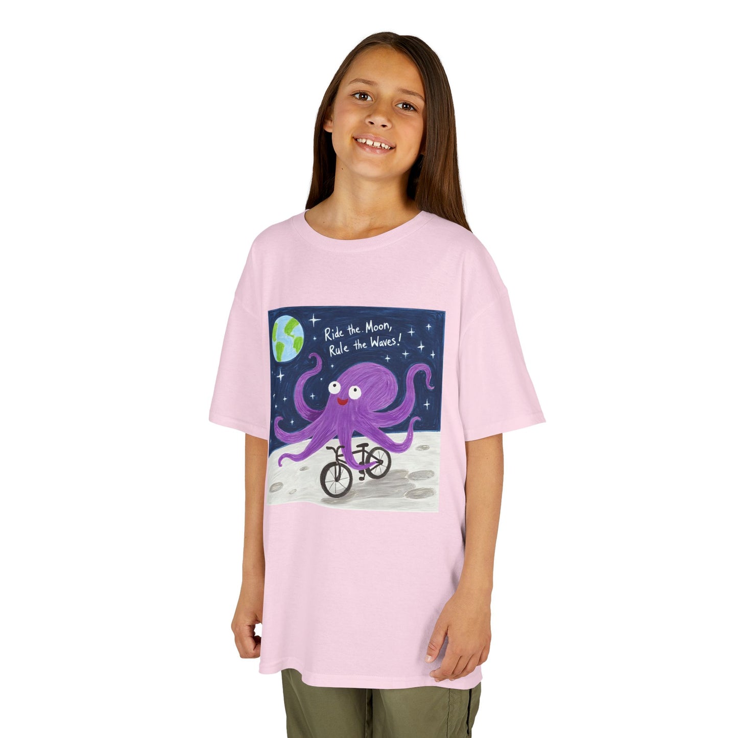 WORNWORD Kids Mid-Weight Tee - Octopus "Ride the Moon. Rule the Waves!"