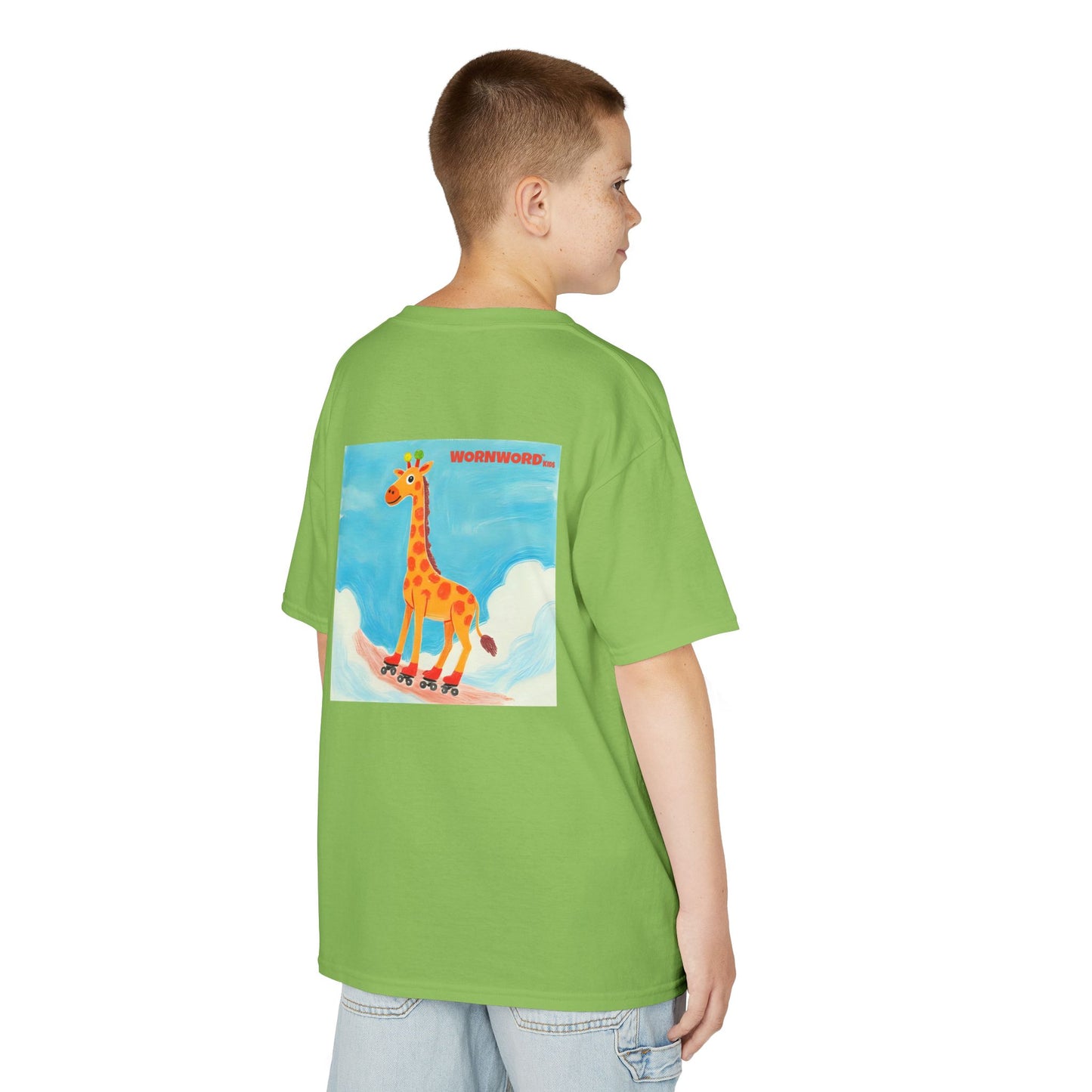 WORNWORD Kids Mid-Weight Tee - Giraffe "Roll High. Dream Bright!"