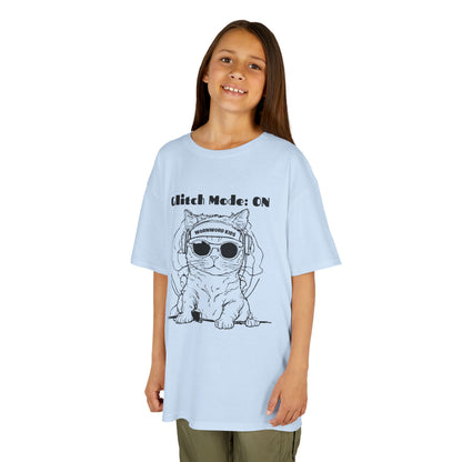 WORNWORD Kids™ Youth Mid-Weight Tee - Cyber Cat "Glitch Mode: On"