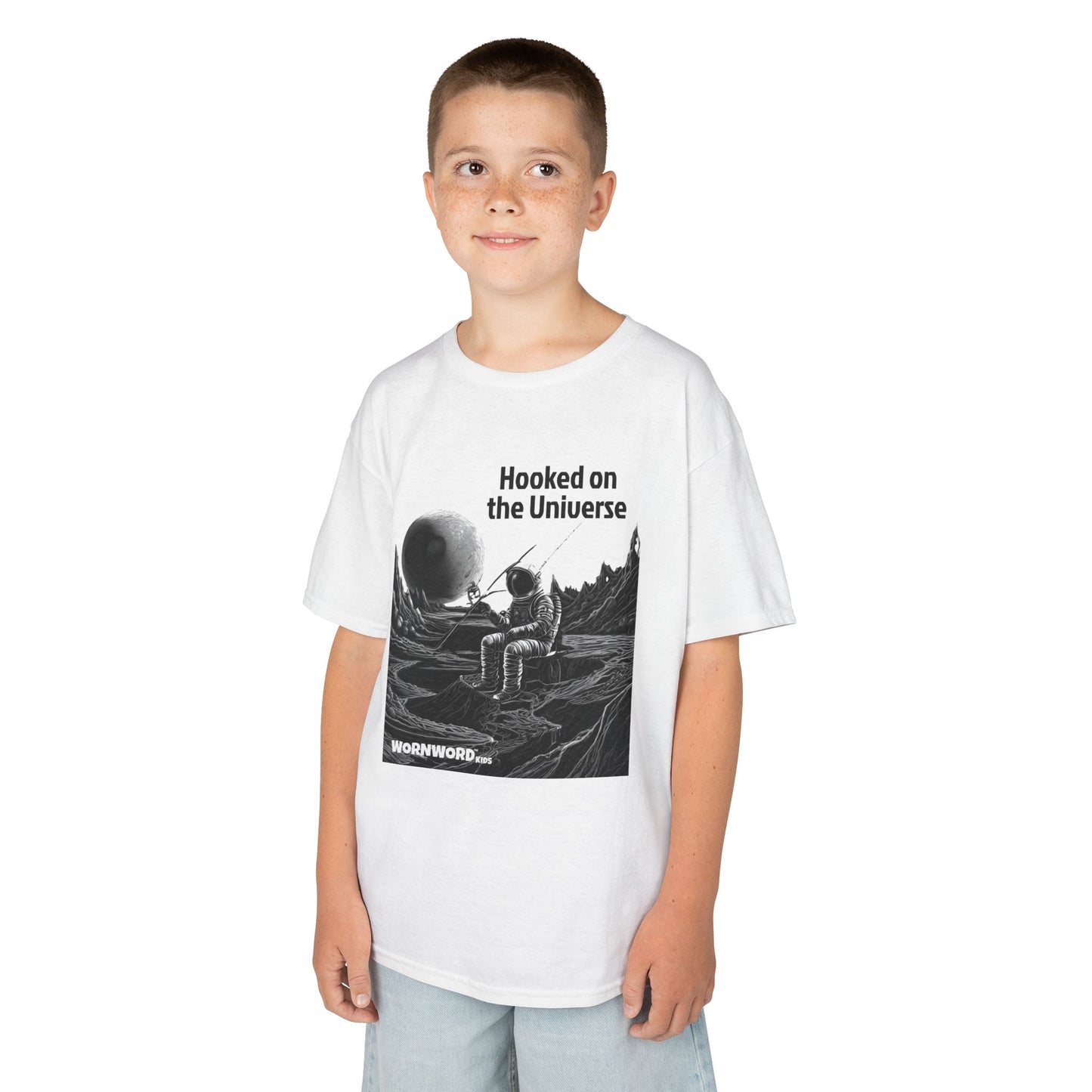 WORNWORD Kids™ Youth Mid-Weight Tee - Astronaut "Hooked on the Universe!