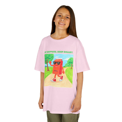 WORNWORD Kids Mid-Weight Tee - Walking Juice Box “Sip Happens. Keep Rollin’!