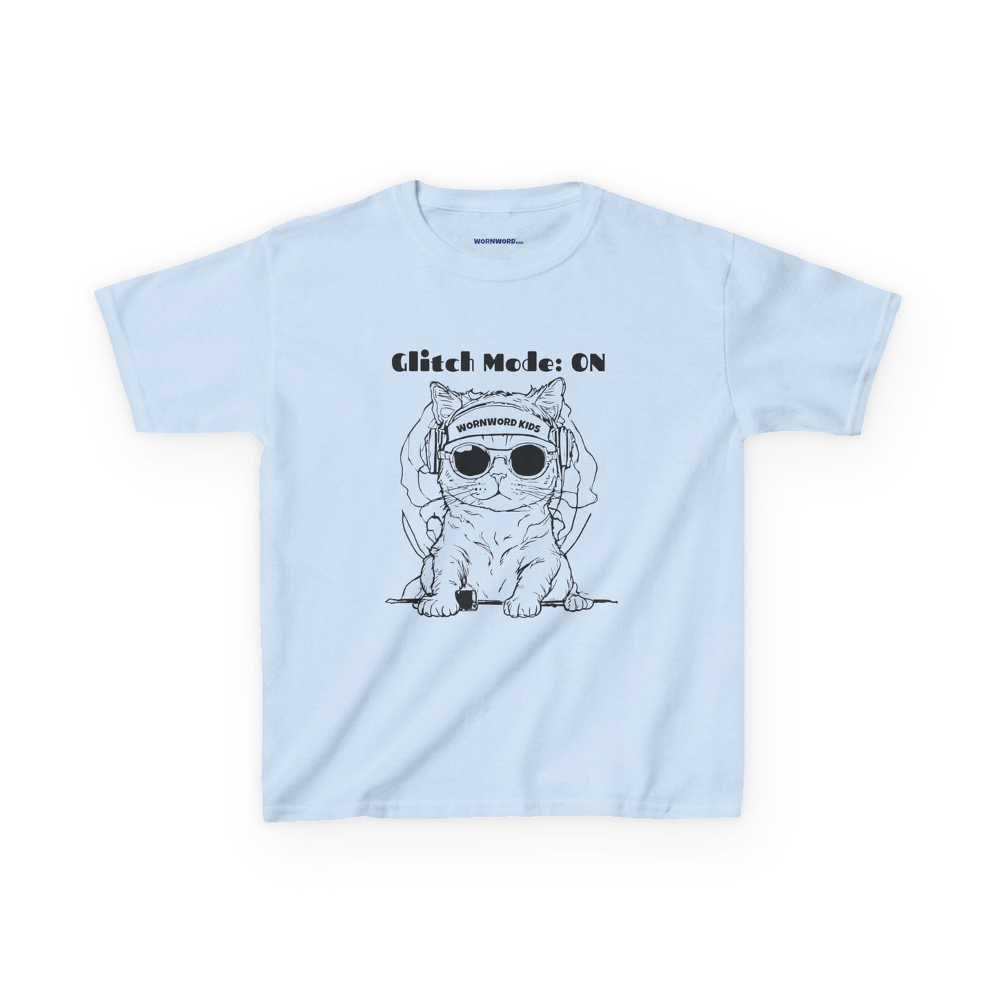 WORNWORD Kids™ Youth Mid-Weight Tee - Cyber Cat "Glitch Mode: On"
