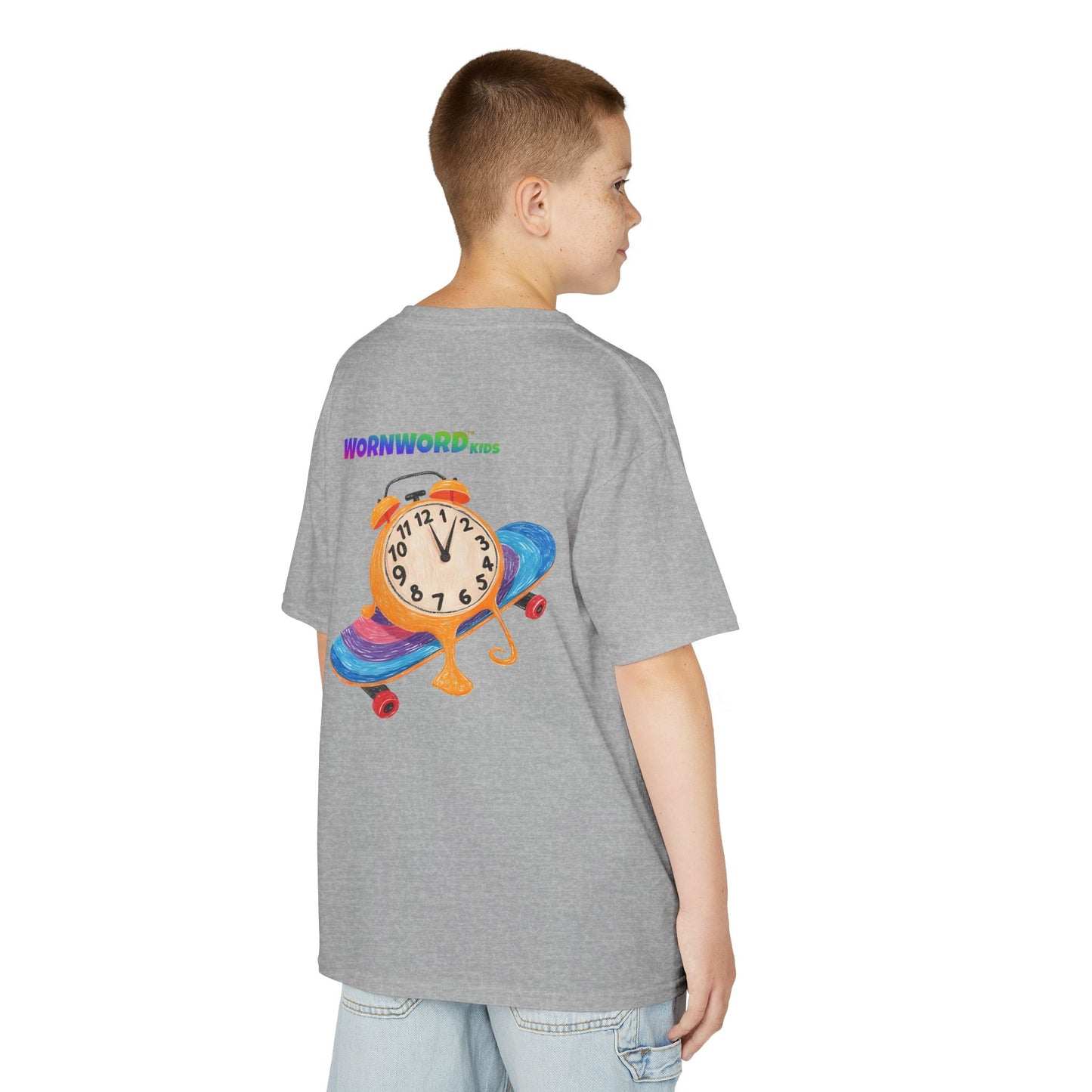 WORNWORD Kids Mid-Weight Tee - Melting Clock “Skate Through Time!”