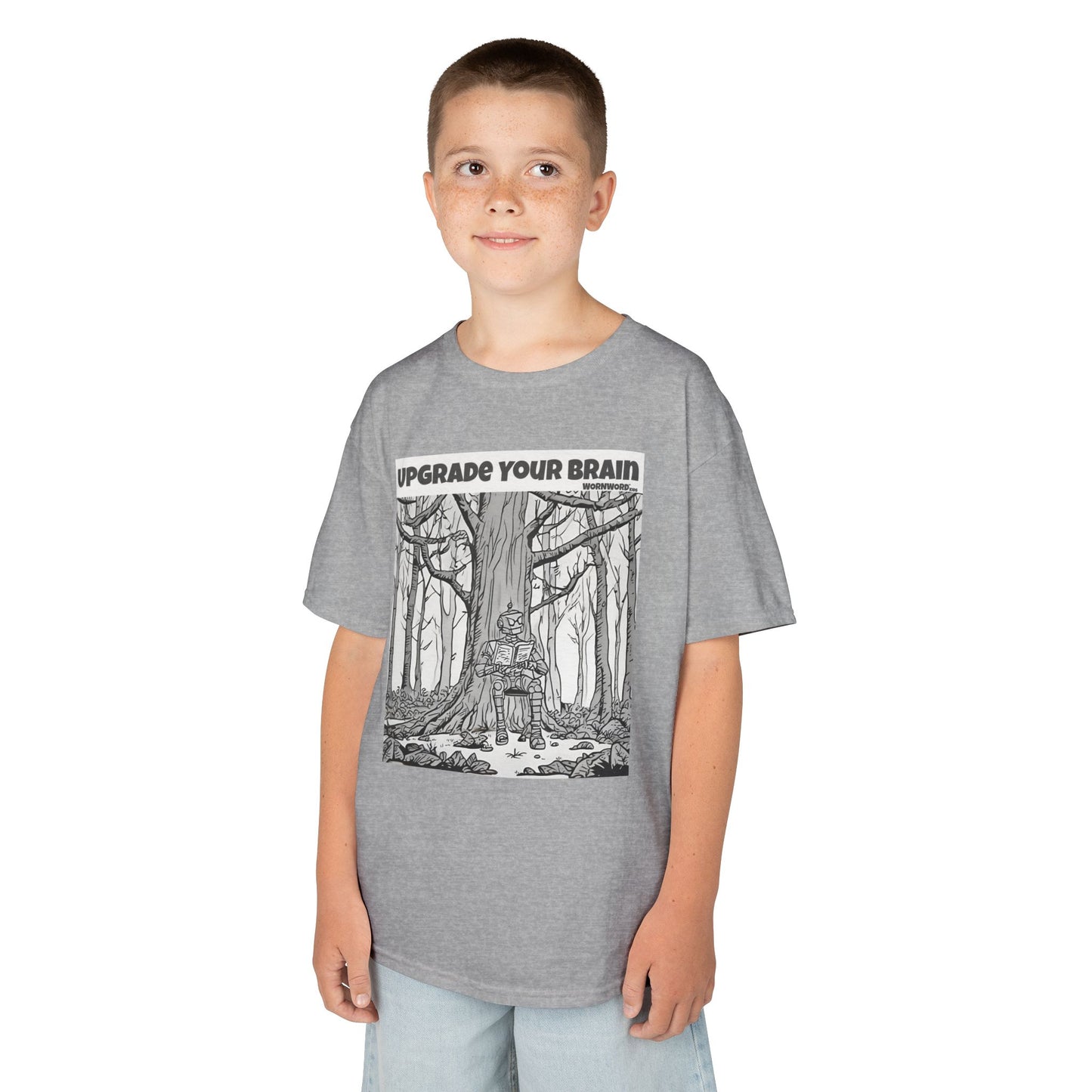 WORNWORD Kids™ Youth Mid-Weight Tee - Robot "Upgrade Your Brain"