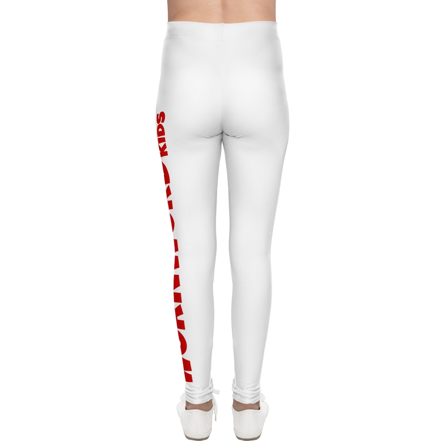 WORNWORD Kids™ ColorVibeZ™ Youth Leggings - White with Red Script