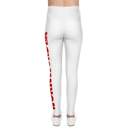 WORNWORD Kids™ ColorVibeZ™ Youth Leggings - White with Red Script