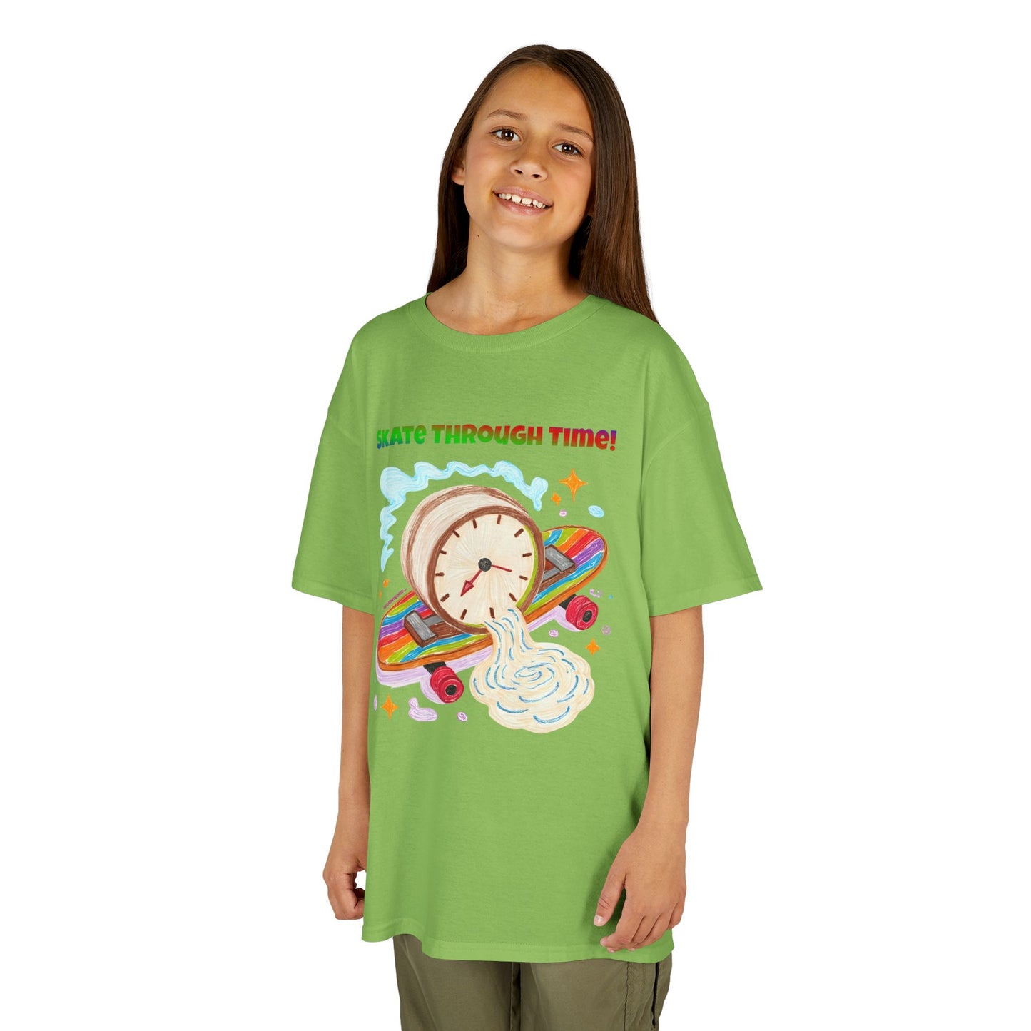 WORNWORD Kids Mid-Weight Tee - Melting Clock “Skate Through Time!”