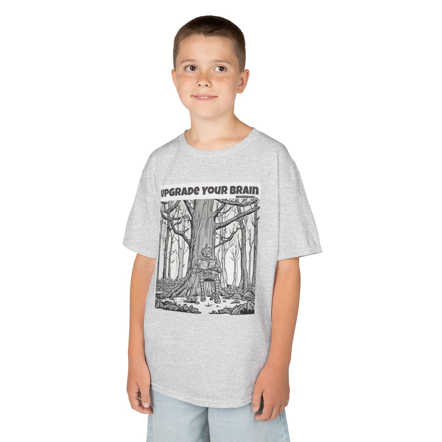WORNWORD Kids™ Youth Mid-Weight Tee - Robot "Upgrade Your Brain"