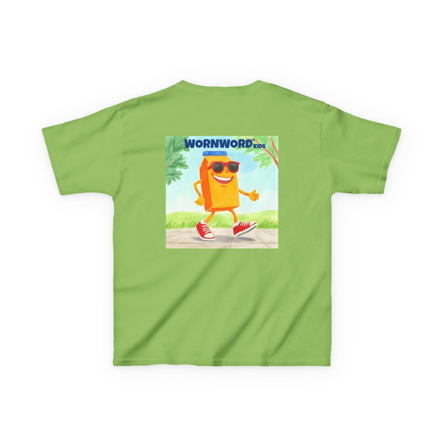 WORNWORD Kids Mid-Weight Tee - Walking Juice Box “Sip Happens. Keep Rollin’!
