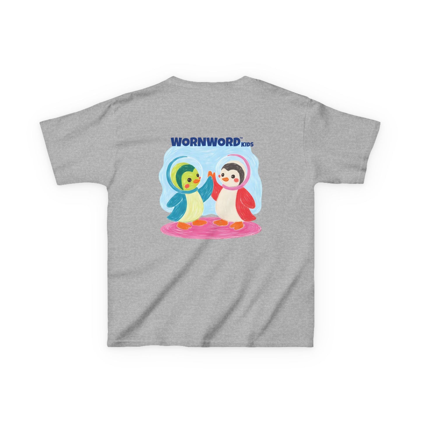 WORNWORD Kids Mid-Weight Tee - Penguin "Space Buddies Forever!"