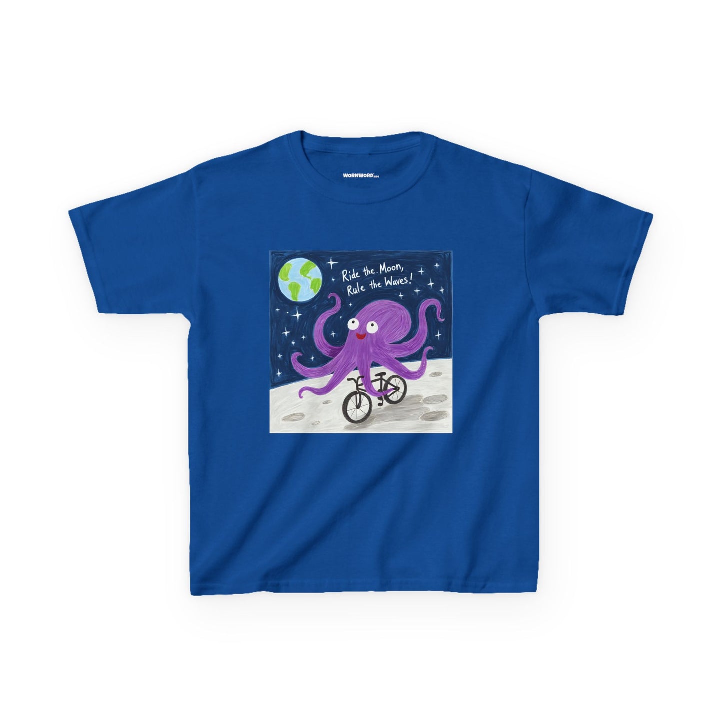 WORNWORD Kids Mid-Weight Tee - Octopus "Ride the Moon. Rule the Waves!"