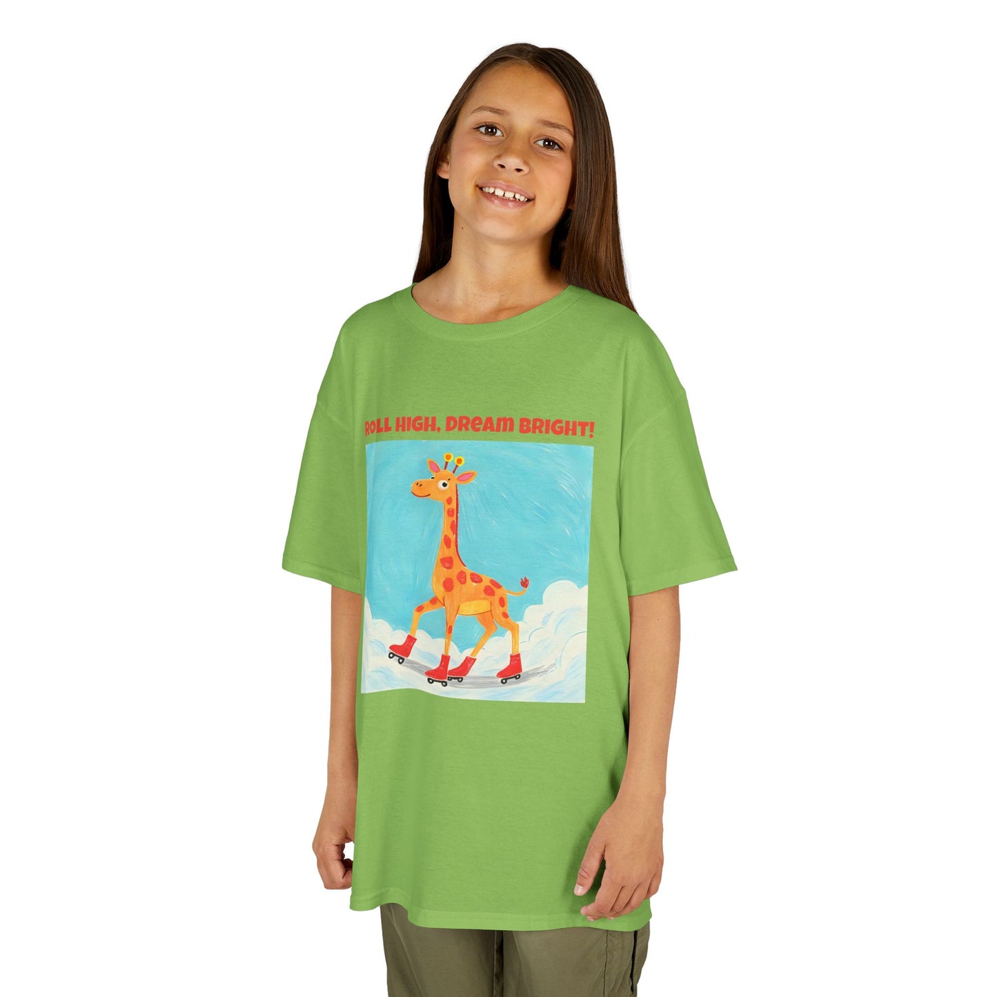 WORNWORD Kids Mid-Weight Tee - Giraffe "Roll High. Dream Bright!"