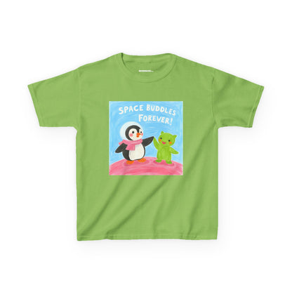 WORNWORD Kids Mid-Weight Tee - Penguin "Space Buddies Forever!"